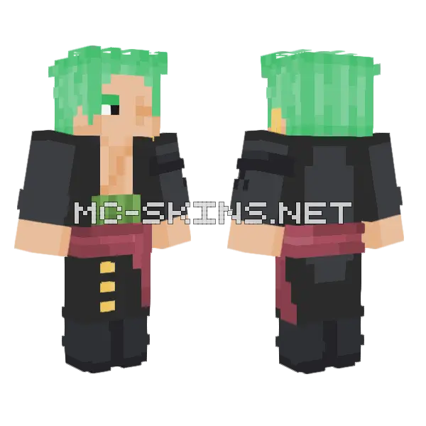 Zoro Black Minecraft skin, front and back