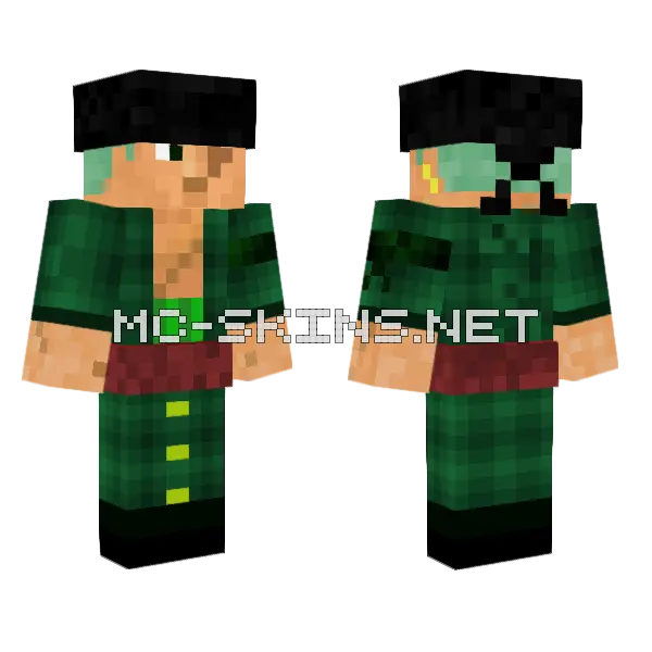 Zoro Roronoa Minecraft skin, front and back