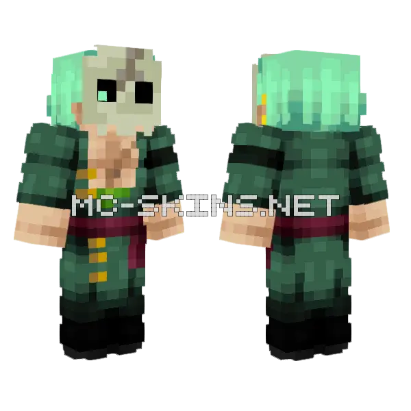 Zoro Skull Mask Minecraft skin, front and back
